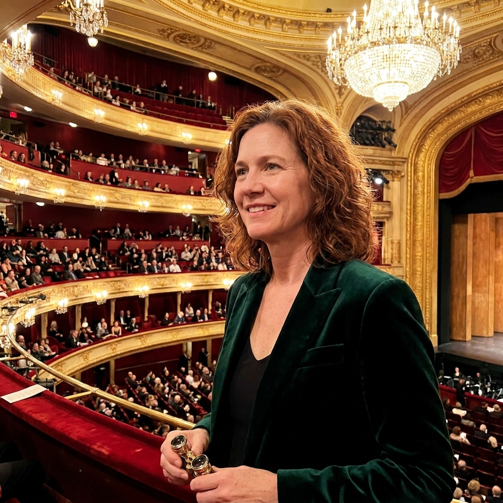 The Metropolitan Opera House auditorium in New York, showing sweeping tiers of seating and warm golden lighting around the stage